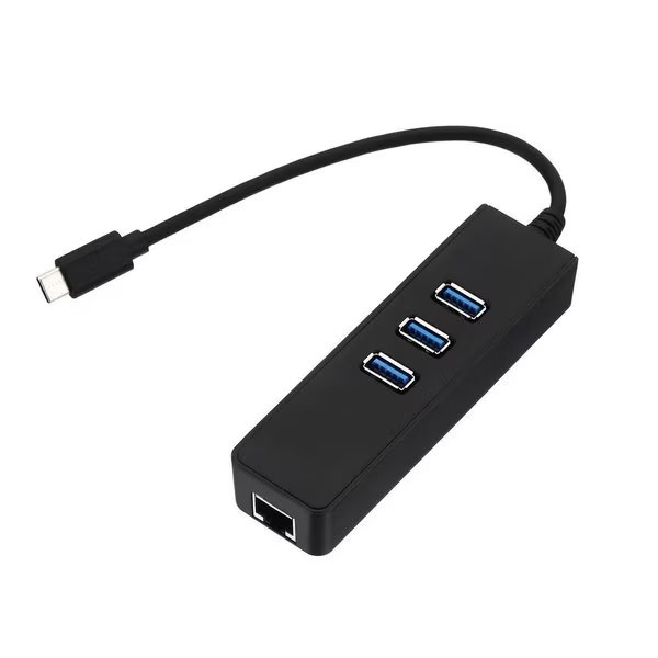USB-C USB 3.1 Type-C Male to 3-Port USB 3.0 Hub RJ45 Gigabit Ethernet Adapter, Sanoxy, Mfr#: USBC-255694674426